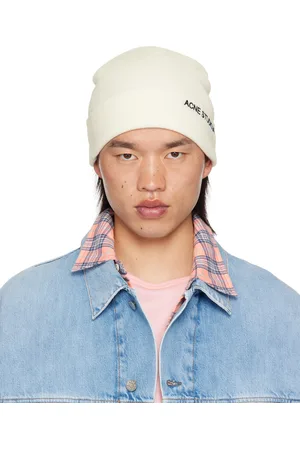 Acne Studios Off-White Embroidered-Logo Beanie