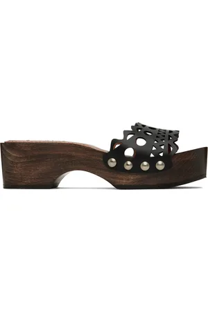 Alaïa Black Wooden Flat Clogs