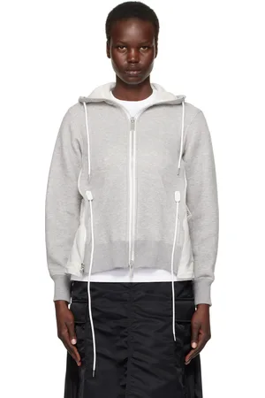 SACAI Gray Sponge Sweat x Nylon Twill Hoodie