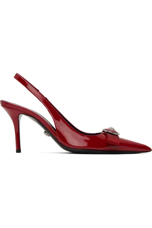 VERSACE Red Gianni Ribbon Slingback 85mm Heels