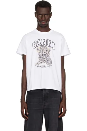 Ganni White Basic Jersey Leopard Relaxed T-shirt