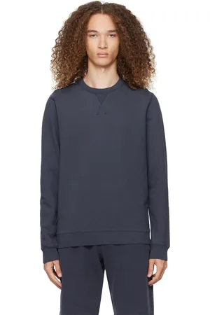 Sunspel Navy Crewneck Sweatshirt