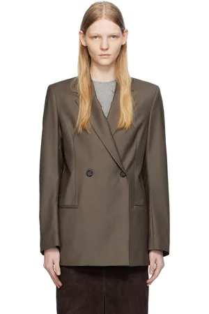 Totême Gray Double-Breasted Blazer