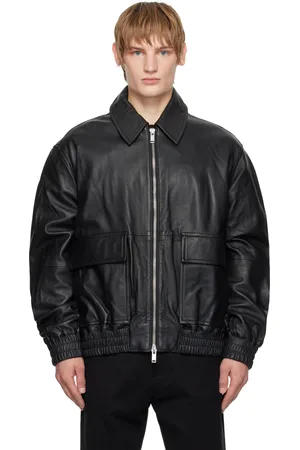 STUDIO NICHOLSON Black Piston Leather Jacket