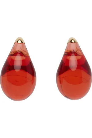 Bottega Veneta Gold & Red Small Drop Earrings