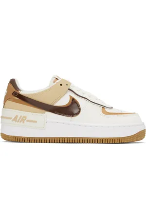 Nike White & Brown Air Force 1 Shadow Sneakers