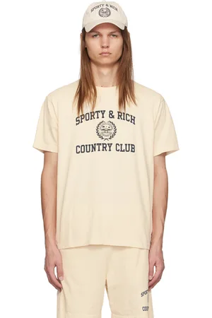 Sporty & Rich Off-White Varsity Crest T-Shirt.