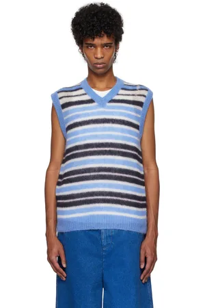 Marni Blue Fuzzy Wuzzy Striped Vest