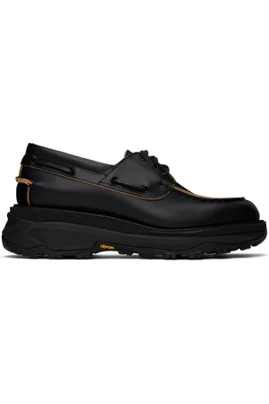 SACAI Black Leather Boat Shoes