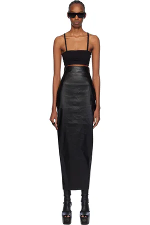 Rick Owens Black Dirt Pillar Denim Maxi Skirt