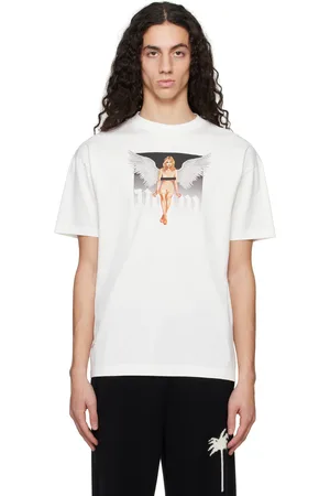 Palm Angels White Crystal Pin Up T-shirt
