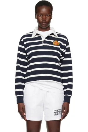 Sporty & Rich Navy & White NY Crest Rugby Polo