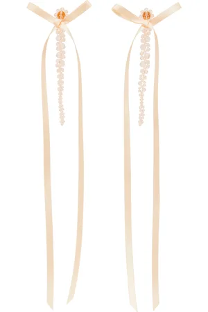 Simone Rocha Pink Bow Ribbon Drip Earrings