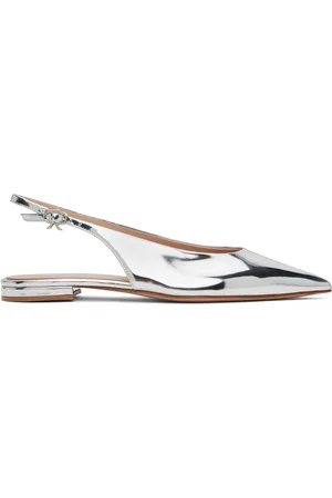 Gianvito Rossi Silver Robbie Sling 05 Ballerina Flats