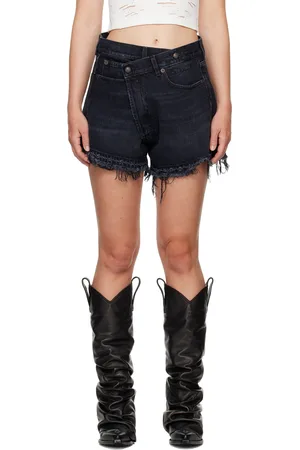 R13 SSENSE Exclusive Black Crossover Denim Shorts