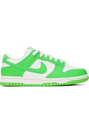 Nike White & Green Dunk Low Sneakers