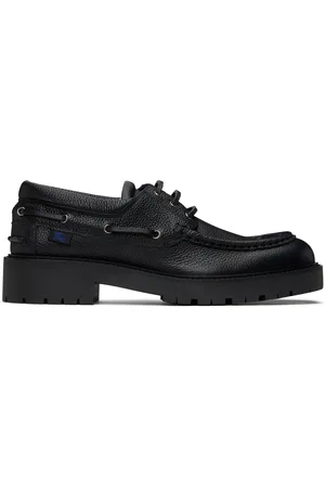 Burberry Black Leather Raft Boat Shoes