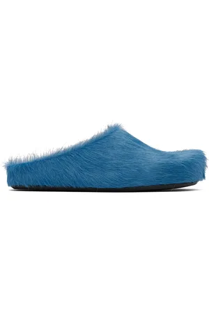 Marni Blue Long Hair Calfskin Fussbett Slip-on Loafers