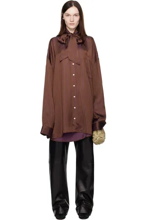 Marie Adam-Leenaerdt Brown Lavalliere Fitted Back XXL Shirt