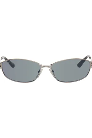 Balenciaga Gunmetal Mercury Oval Sunglasses