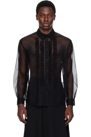 Simone Rocha Black Sheer Ruffle Bib Prom Shirt
