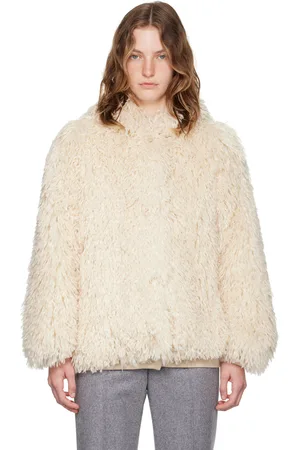 Msgm Off-White Hooded Faux-Fur Jacket