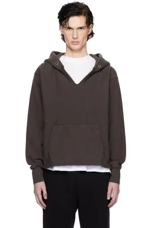 Les Tien Gray Heavyweight Raw Cropped Hoodie