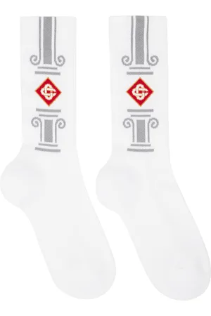 Casablanca White Gray Column Socks