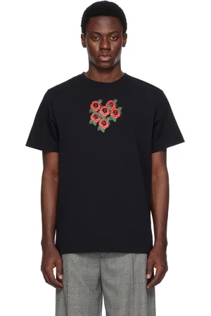 Simone Rocha Black Cluster Rose Logo Print T-shirt