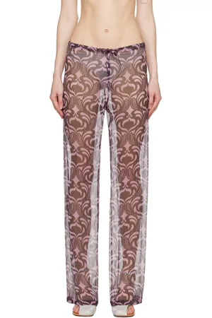 DRIES VAN NOTEN Black & Pink Printed Trousers