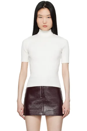 Courrèges White Reedition Short Sleeves Rib Knit Sweater