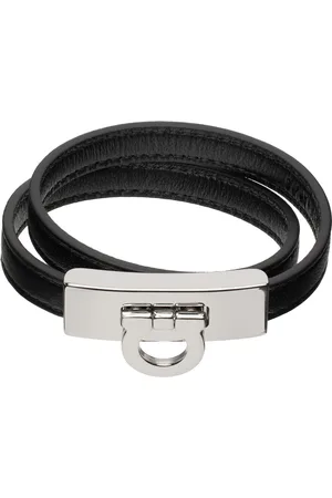 Salvatore Ferragamo Black Gancini Double Wrap Bracelet