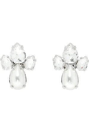 Simone Rocha Silver Victorian Faux-Pearl & Crystal Floret Stud Earrings