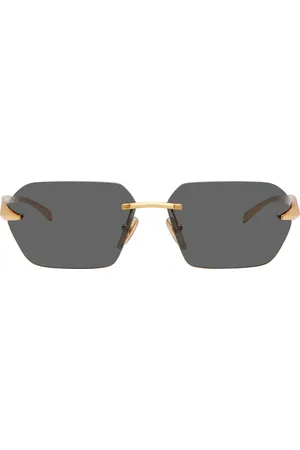 Prada Gold Wrap Around Metal Sunglasses