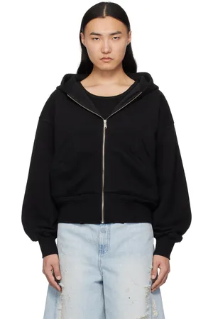 lesugiatelier Black Cut Out Zip Hoodie
