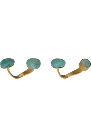 DRIES VAN NOTEN Gold & Green Open Ring Set