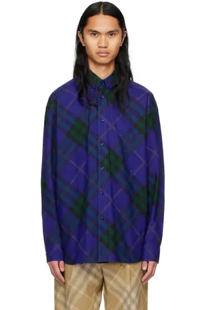Burberry Blue & Green Check Shirt