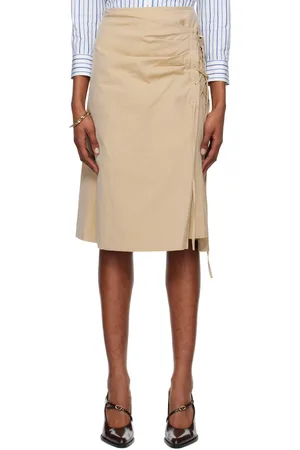 DRIES VAN NOTEN Beige Draped Midi Skirt