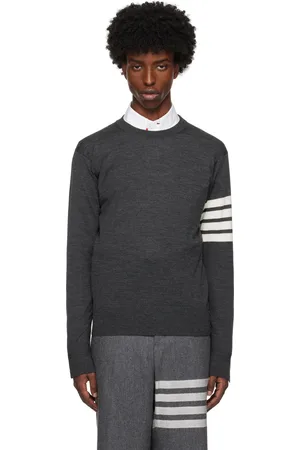 Thom Browne Gray Wool 4-Bar Sweater