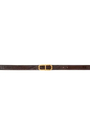 Tom Ford Brown Croc Stadium Reversible Belt