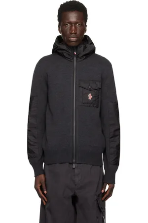 Moncler Gray Wool Zip-Up Hoodie