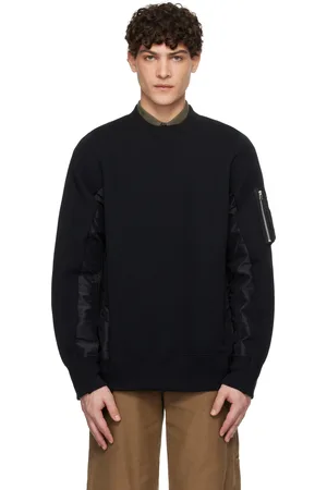 SACAI Black Sponge Sweat x Nylon Twill Pullover Sweatshirt