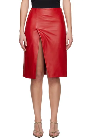 Loulou de Saison Red Ekare Leather Midi Skirt