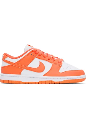 Nike White & Orange Dunk Low Sneakers