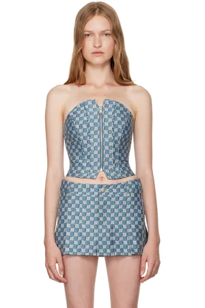 MISBHV Blue Monogram Corset Top
