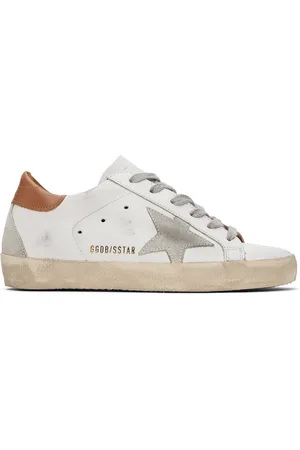 Golden Goose White & Brown Super-Star Sneakers