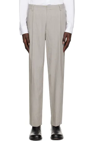 DRIES VAN NOTEN Gray Pleated Trousers