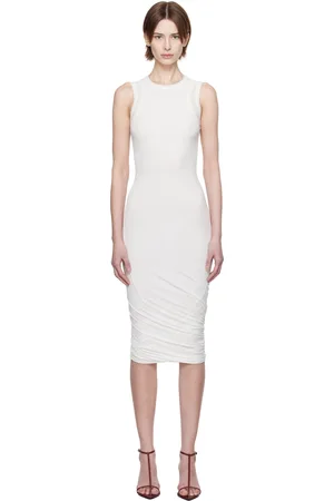 Jil Sander White Sleeveless Twisted Midi Dress