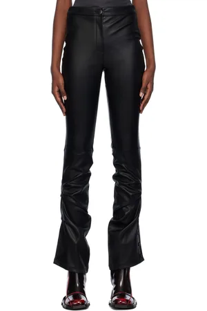 lesugiatelier Black Drape Faux-Leather Trousers