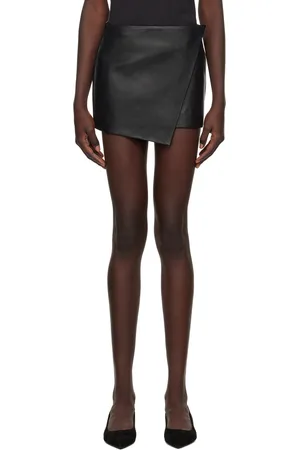 The Frankie Shop Black Cleo Leather Wrap Miniskirt